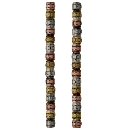 12 Pack: Carved Metal Tube Beads, 7mm by Bead Landing™